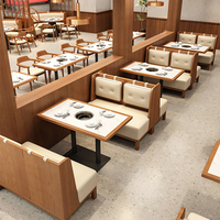Canapé de stand personnalisé pour café, restauration rapide, café commercial, restaurant en bois, banquette, mobilier, table, ensemble de sièges en C