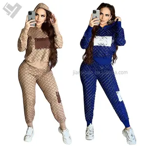 2024 New Thương Hiệu Phụ Nữ Tracksuit Set Sang Trọng Hai Mảnh Chạy Bộ Phù Hợp Với Thiết Kế In Mùa Thu Mùa Đông Phụ Nữ Hai Mảnh Hoodie Quần Set