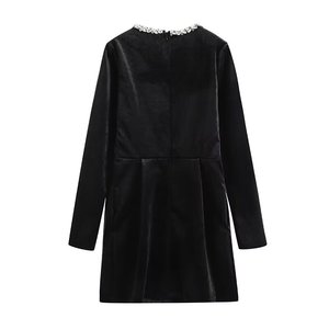 TAOP&ZA 2026 Nuovo Abito in <span class=keywords><strong>Velluto</strong></span> da Donna Stile Francese con Scollo Quadrato, Vita Sottile e <span class=keywords><strong>Maniche</strong></span> <span class=keywords><strong>Lunghe</strong></span> Decorate a Mano 20253 - Product Image 3