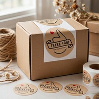 500 autocollants vinyle adhésifs découpés à la forme, imperméables, faits main, 1 rouleau, personnalisables, « Merci », pour emballage de gâteaux et usage domestique