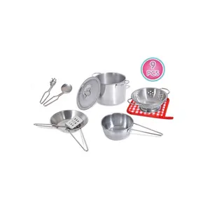 9 Cái Bếp Giả Vờ Đồ Chơi Mini Thép Không Gỉ Cookware Chơi Set Nồi Chảo Trẻ Em Nấu Ăn Đồ Dùng Ít Chef Set Kids Nấu Ăn