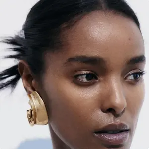 ZAA 여성용 하프 라운드 쉘 귀걸이 빈티지 문 금속 귀걸이 패션 파티 보석 선물