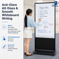 Kiosque interactif tactile anti-reflet 4K de 55 pouces, Android 14, affichage numérique, tableau blanc, partage d'écran sans fil pour réunions et enseignement