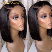 Perruques Bob en Cheveux Humains Vietnamiens Bruts 13x4, Lisses et Soyeux, pour Femmes