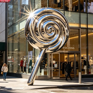 YOUFINE Escultura Gigante de Piruleta en Espiral de Acero Inoxidable Pulido Espejo, Estatua de Arte <span class=keywords><strong>Pop</strong></span> de Caramelo para Centros Comerciales y Calles - Product Image 1