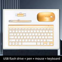 Set hadiah eksekutif bisnis 4 dalam 1, pena USB tanpa kabel Keyboard Mouse Kombo Set hadiah eksekutif