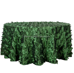 手作りエレガントグリーンタフタ丸テーブルクロスシンプルなデザイン結婚式や特別な日に耐久性と魅惑的なデザイン - Product Image 1