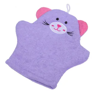 Guanto da bagno in cotone a forma di animale, panno per il lavaggio dei burattini, guanti da bagno per bambini, bambini