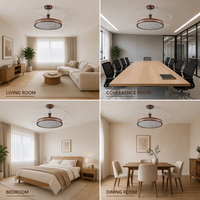 Ventilateur de plafond rétractable de 42 pouces avec lumière LED et télécommande, moteur DC moderne