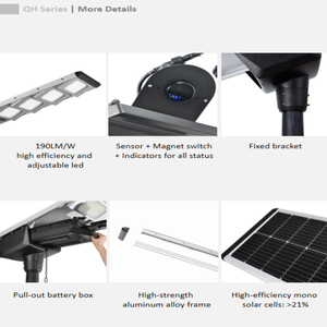 Lámpara Solar LED para Calle con Sensor PIR de 60W, Todo en Uno, Batería LiFePO4, IP66 Impermeable, para Iluminación de Carreteras - Product Image 6