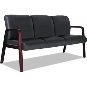 Sofá de Recepción Alera de 3 Plazas, 65.75w X 26d.13 X 33h, Negro/Mogoní, para Áreas de Espera - Product Image 4