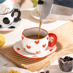 แก้วกาแฟเซรามิกลายหัวใจการ์ตูนสีชมพูถ้วยแฟนซีแก้วลายครามน่ารักสำหรับใช้ในชีวิตประจำวัน - Product Image 4