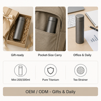 Tasse isotherme en titane pur 200 ml, mini filtre à thé de poche, couvercle à vis, anti-fuite, pour boissons chaudes et froides, idéale pour les voyages, le bureau et la maison, légère