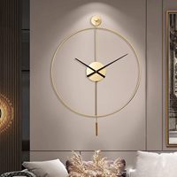 Besi Seni Klasik Besar Dekoratif Jam Dinding dengan Pendulum Modern Diam Logam Jam Dinding untuk Ruang Tamu Kamar Tidur