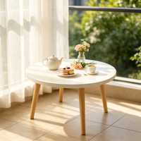 Table basse ronde en bois de manguier - Design moderne et luxueux, écologique, durable, facile à nettoyer