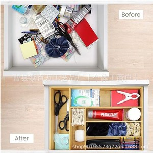 Bamboo Divided Drawer Organizer Rectangular Multi Functional <b>Storage</b> <b>Box</b> For Office And <b>Kitchen</b> Use - Product Image 1