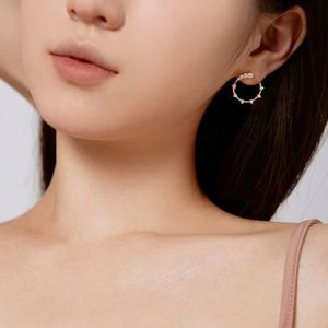 Dylam Dainty Minimalist Design Solid Sterling <b>Silver</b> Rhodium 18K Gold Plating Circle Shape 5A Cubic Zirconia Hoop <b>Stud</b> Earrings - Product Image 4