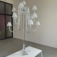 Saixin Luxe, Meilleure Vente : Centres de table de mariage, Lustre en cristal à 13 bras haut, avec abat-jour givré, pour décoration de table d'événement