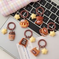 Porte-clés et breloque de sac de la série Sweet Resin Coffee Shop, pendentif tasse de café dessert simulé avec décor étoile pour sac à dos et clés de voiture