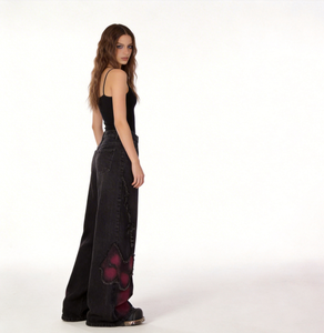 Jean droit décontracté taille mi-haute en denim noir pour <span class=keywords><strong>femme</strong></span> Wangsheng, taille XL, été/hiver, délavé, ourlet effiloché, imperméable - Product Image 6