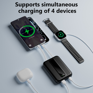 Batterie externe 20000mAh 22.5W à charge rapide avec câbles intégrés doubles, affichage numérique LED pour plusieurs appareils, fourniture OEM - Product Image 4