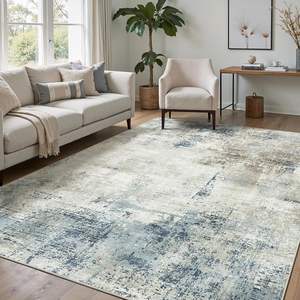 พรมปูพื้นลายนามธรรมทันสมัย ขนาด 8x10 ฟุต ซักได้ ไม่ลื่น นุ่ม สำหรับห้องนั่งเล่น ห้องนอนขนาดใหญ่ ตกแต่งบ้าน <span class=keywords><strong>สี</strong></span>ฟ้าเทา - Product Image 1