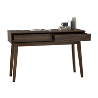 Table console scandinave HIRADO élégante couleur noyer cacao, mince, durable, avec pieds en chêne malaisien, style moderne et luxueux pour salon