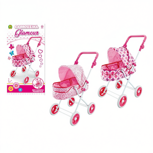 Poussette pour poupée Carrozzina Glamour Pink avec mécanisme pliable pour jeux d'enfants 62x33x14 cm - Product Image 2