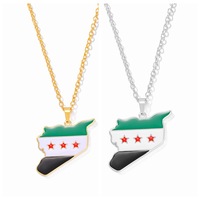 Vente chaude Nouvelle Syrie Carte Drapeau Pendentif Collier Or Émail Porte-clés Accessoires De Mode Hommes Femmes En Gros Bijoux Perle Charme