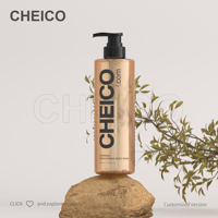 Botol Lotion PET Bentuk Silinder Slik CHEICO 500ml dengan Sablon Sutra untuk Penggunaan Sampo Pompa OEM Model UKS/UJ/EL