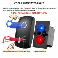 Interrupteur à bascule DPDT 6 broches 3 positions ON-OFF-ON 12V 20A pour bateau, camping-car, camion, climatiseur, chauffage