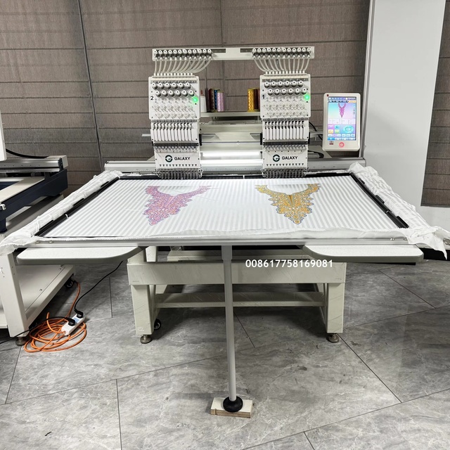 ZHUJI PROFESSIONAL FACTORY GALAXY 2 HEADS COMPUTERIZED INDUSTRIAL EMBROIDERY MACHINE COMPACT MULT PURPOSE MIXED DAHAO SOFTWARE