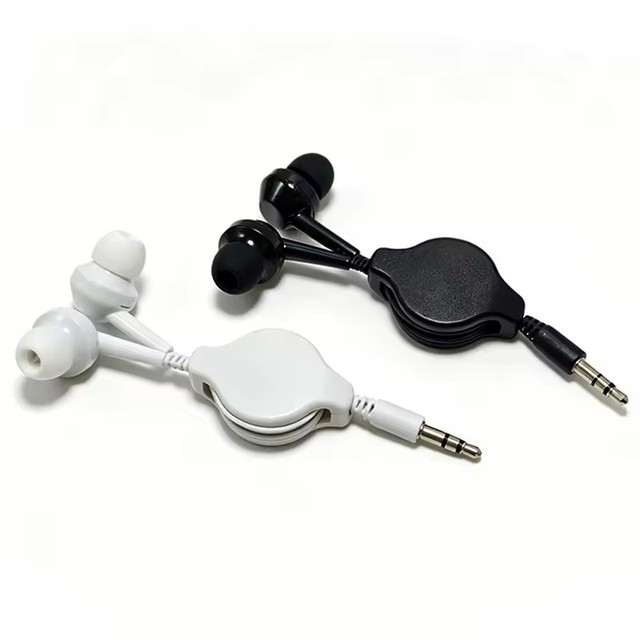3.5mm In-Ear Earphone 0.8m Cable Portable Retractable Cable Carry Headset Extendable Wire Earphone adapter