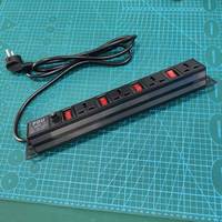 Unité de distribution d'alimentation universelle DF, 4 prises, PDU pour rack, interrupteur individuel, fusible, 230V 16A, alliage d'aluminium, noir, modèle antistatique