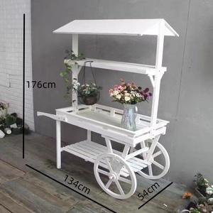 Customized Wooden Street Vending Cart, <strong>Flower</strong> <strong>Display</strong> Cabinet, Window Frame, Garden Wedding Decoration Cart - Product Image 4