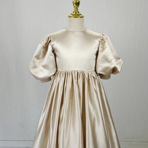 Vestidos de Niña de las Flores para Boda, Personalizados, de Satén, Largos hasta el Suelo, Estilo Línea A, Elegantes, Sencillos, para <span class=keywords><strong>Primera</strong></span> Comunión, Banquete o Baile - Product Image 3