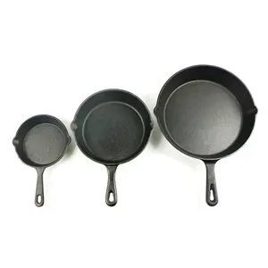 Top Seller Wholesale Cast Iron Round Frying Pan Set of 3