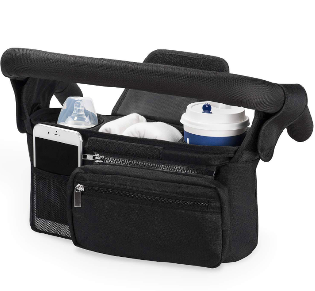 Baby Stroller Organizer Bag with Insulated Cup Holders and Zippered Clutch Bag for Universal Stroller Like Baby Jogger,Bugaboo