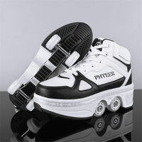 Chaussures à roulettes 4 roues sûres et durables pour garçons et filles, baskets tendance avec roues, chaussures décontractées à double usage pour le patinage