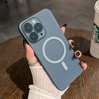 Coque de Téléphone Givrée Magnétique Anti-Traces de Doigts en PC avec Protection d'Objectif pour iPhone 15 Pro Max
