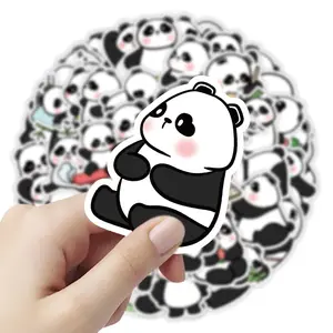 Hete Verkoop Zelfklevend Dier Panda Patroon Custom Gestanst Zelfklevend Etiket Vinyl Pvc Zelfklevende Sticker