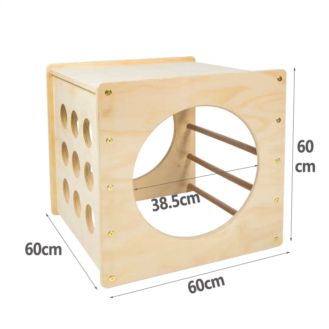 Cube d'escalade d'intérieur pour enfants, jouets de gymnastique, avec rampe, en bambou naturel, avec cadre d'escalade pour tout-petits,