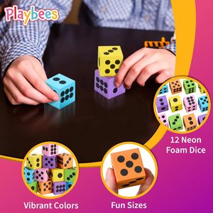 Juego de <span class=keywords><strong>Dados</strong></span> de Espuma <span class=keywords><strong>Grandes</strong></span> de Neón - Paquete de 48 Cubos Jumbo y Coloridos <span class=keywords><strong>para</strong></span> Niños - Mejora las Habilidades Matemáticas y la Diversión en Fiestas - Product Image 5