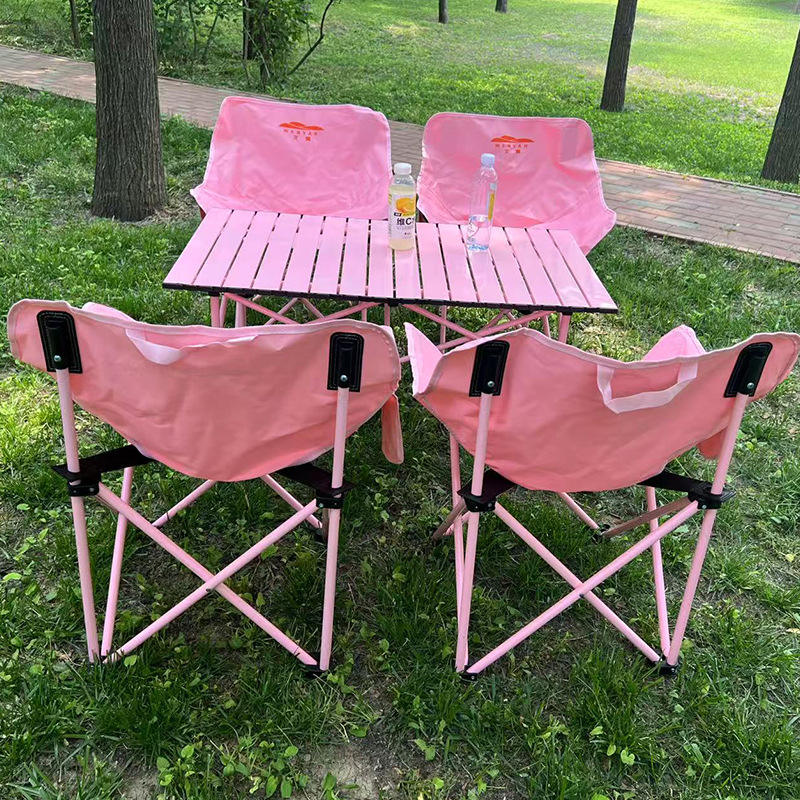 ชุดโต๊ะและเก้าอี้พับได้ 5 ชิ้น (รุ่นสำหรับผู้ใหญ่, เก้าอี้ทรงพระจันทร์)