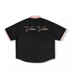 Chemise en daim à manches courtes, poids lourd, boutonnée, sur mesure pour les fabricants OEM, hommes, épaules tombantes, surdimensionnée, 100% coton, tricot à lettres - Product Image 6