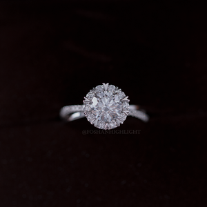 Bague en diamant cultivé en laboratoire à la mode en or 14 carats <span class=keywords><strong>1</strong></span> <span class=keywords><strong>carat</strong></span> D VS1 Halo Cluster Diamants pour mariage de fiançailles - Product Image 1