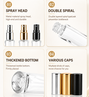 Flacons de parfum personnalisés uniques et luxueux, transparents, ronds, 10 ml, avec un petit couvercle en aluminium argenté ou noir, mini flacon de parfum