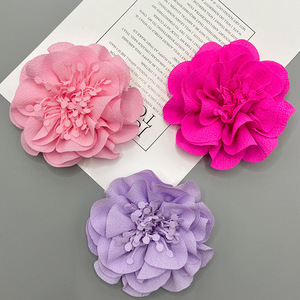 Flor de gasa hecha a mano de 8 cm para el cabello, zapatos, bolsos, ropa, accesorios decorativos. - Product Image 3