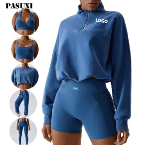 PASUXI 2024 Custom Gym Fitness Yoga Sets 4 Piece Sports Yoga Suit Fitness Sport Wear Yoga Active Wear Set