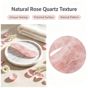 Outil de massage <span class=keywords><strong>Gua</strong></span> <span class=keywords><strong>Sha</strong></span> en <span class=keywords><strong>quartz</strong></span> <span class=keywords><strong>rose</strong></span> 100 % naturel en forme de S, planche de raclage en cristal <span class=keywords><strong>rose</strong></span> pour le visage et le corps, pour les soins de la peau - Vente en gros - Product Image 2